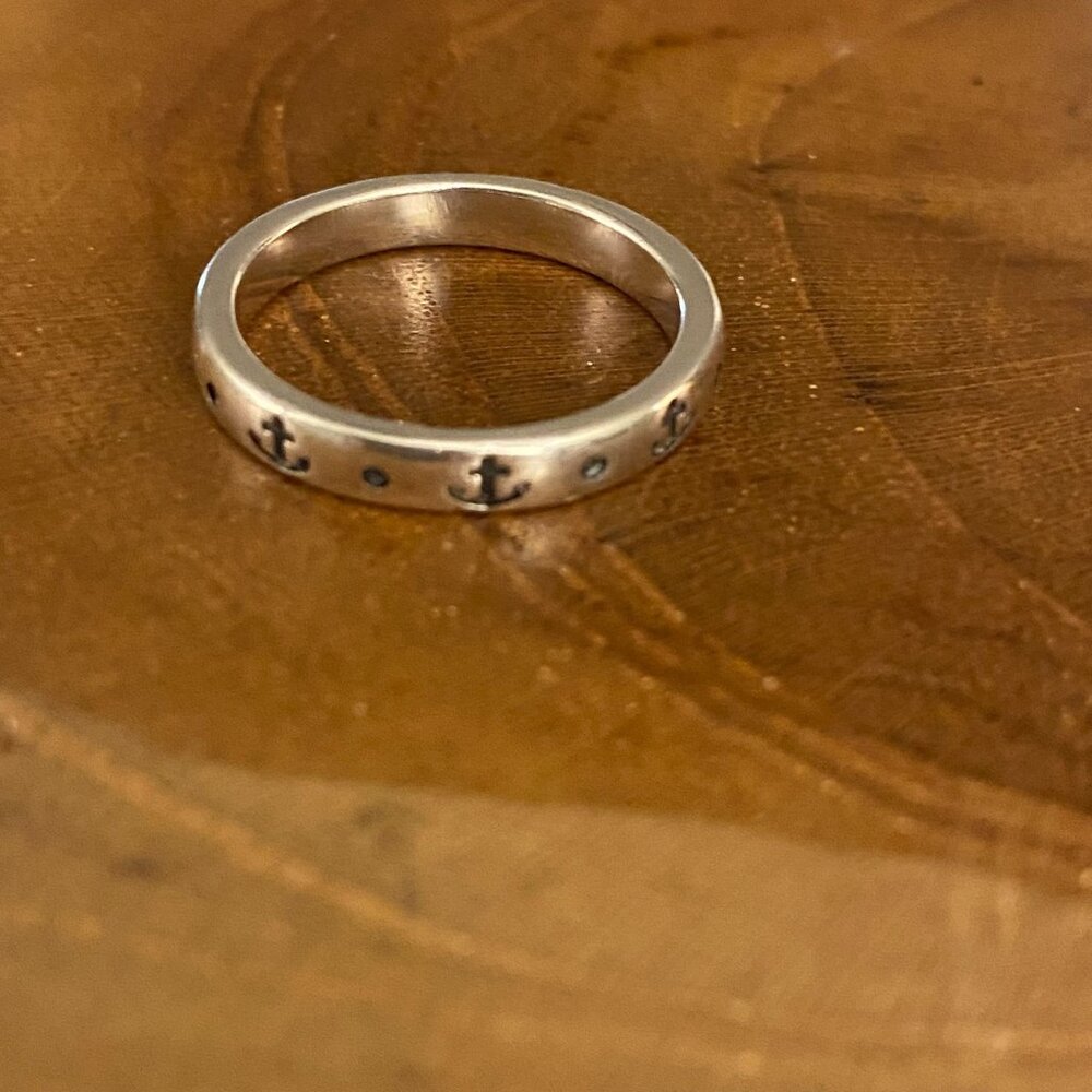 RETIRED James Avery Anchor Stacking Ring, Size 7, Sterling Silver